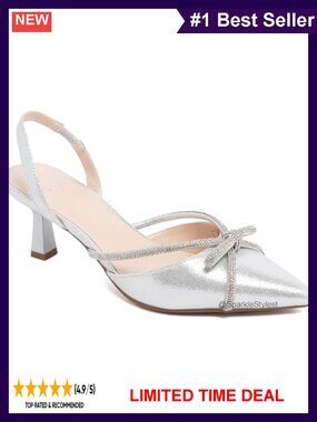 Pointed Toe Slingback Kitten Heel Dress Pumps Buckle Shoes